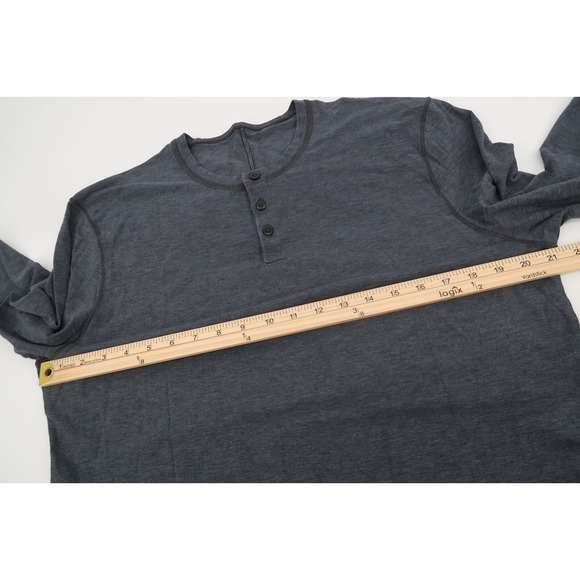 Lululemon Mens Large 5‎ Year Basic Henley Long Sleeve Shirt Heathered Dark Gray - Picture 5 of 9